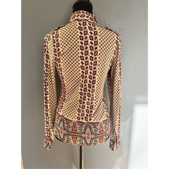 BCBGMAXAZRIA Dalgarven Printed Button Dress Shirt Top - Picture 5 of 5